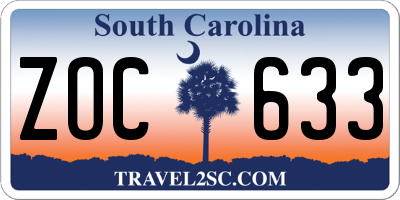 SC license plate ZOC633