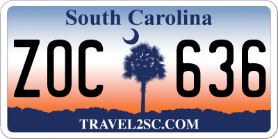 SC license plate ZOC636