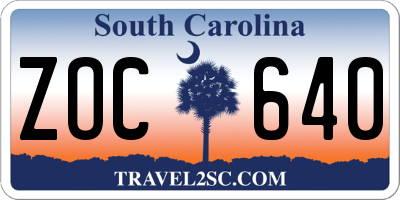 SC license plate ZOC640