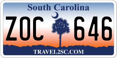 SC license plate ZOC646