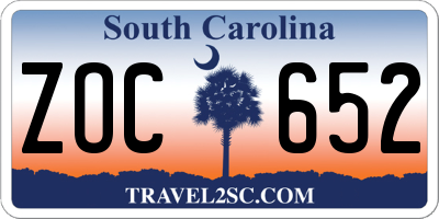 SC license plate ZOC652