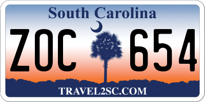 SC license plate ZOC654