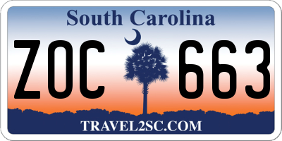 SC license plate ZOC663