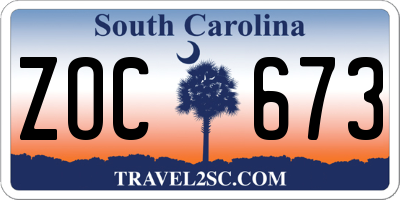SC license plate ZOC673