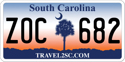 SC license plate ZOC682