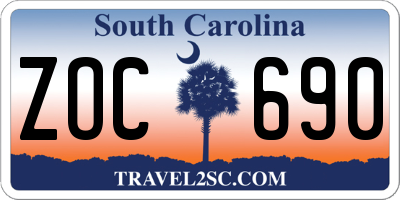 SC license plate ZOC690