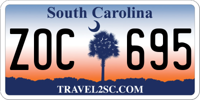 SC license plate ZOC695