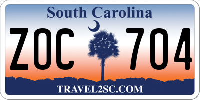 SC license plate ZOC704