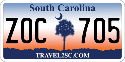 SC license plate ZOC705