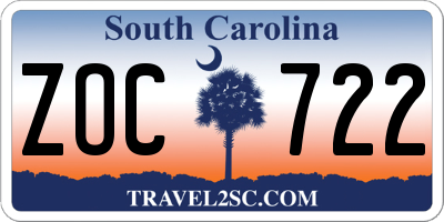 SC license plate ZOC722