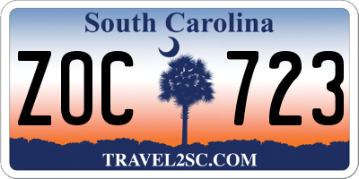 SC license plate ZOC723
