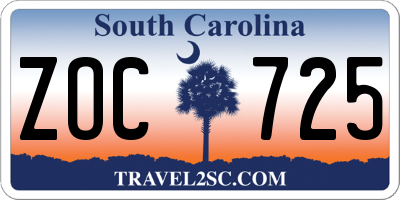 SC license plate ZOC725