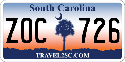 SC license plate ZOC726