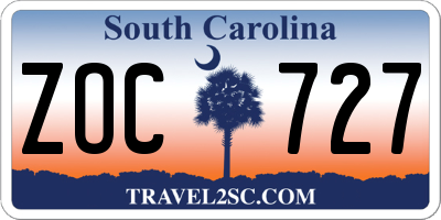 SC license plate ZOC727