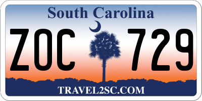 SC license plate ZOC729
