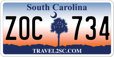 SC license plate ZOC734