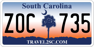 SC license plate ZOC735