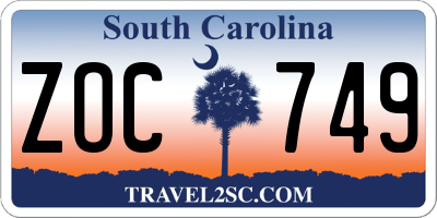 SC license plate ZOC749