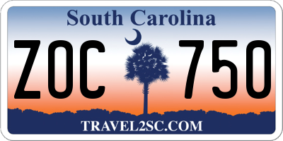 SC license plate ZOC750