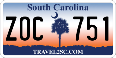 SC license plate ZOC751