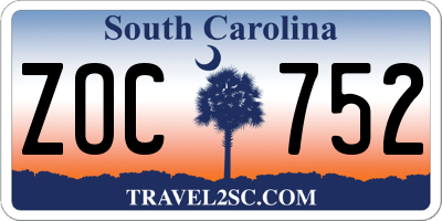 SC license plate ZOC752
