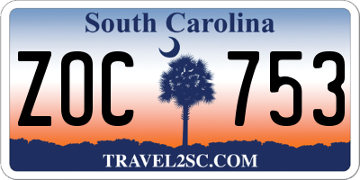 SC license plate ZOC753