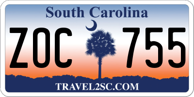 SC license plate ZOC755