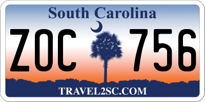 SC license plate ZOC756