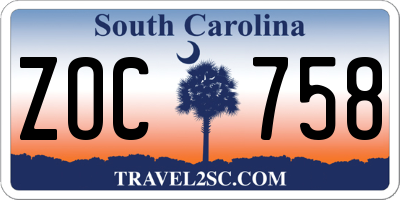 SC license plate ZOC758