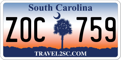 SC license plate ZOC759