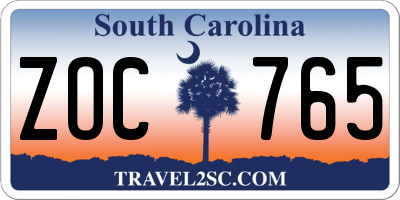 SC license plate ZOC765