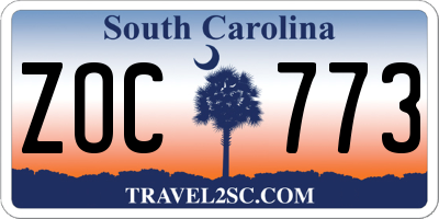 SC license plate ZOC773