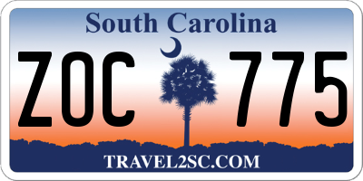 SC license plate ZOC775