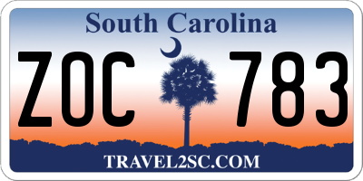 SC license plate ZOC783
