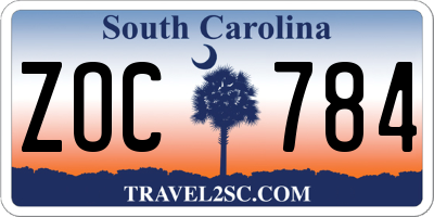 SC license plate ZOC784