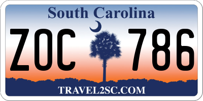 SC license plate ZOC786