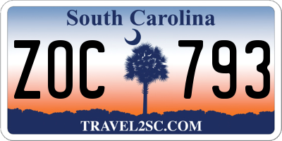 SC license plate ZOC793