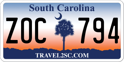 SC license plate ZOC794