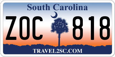 SC license plate ZOC818