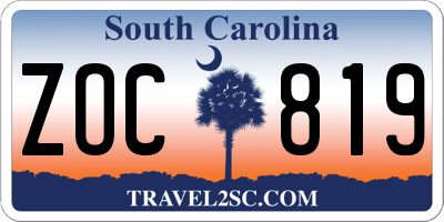 SC license plate ZOC819