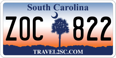 SC license plate ZOC822