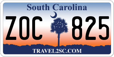 SC license plate ZOC825