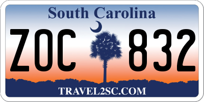 SC license plate ZOC832