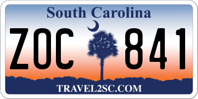 SC license plate ZOC841