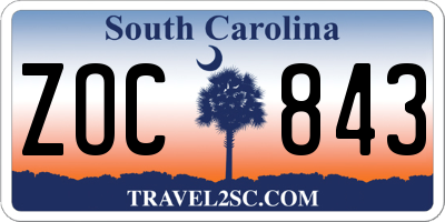 SC license plate ZOC843