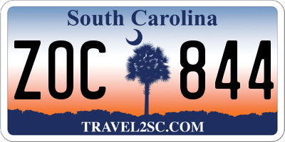 SC license plate ZOC844
