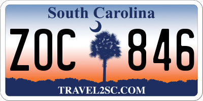 SC license plate ZOC846