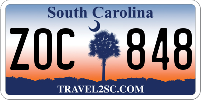 SC license plate ZOC848