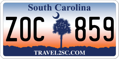 SC license plate ZOC859