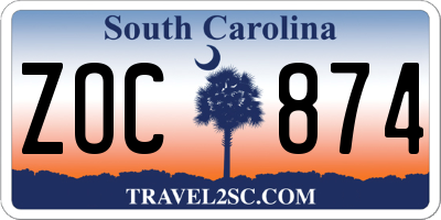 SC license plate ZOC874